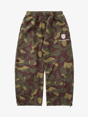 Camo Skull Graphic Zip Hoodie & Wide-Leg Sweatpants Set