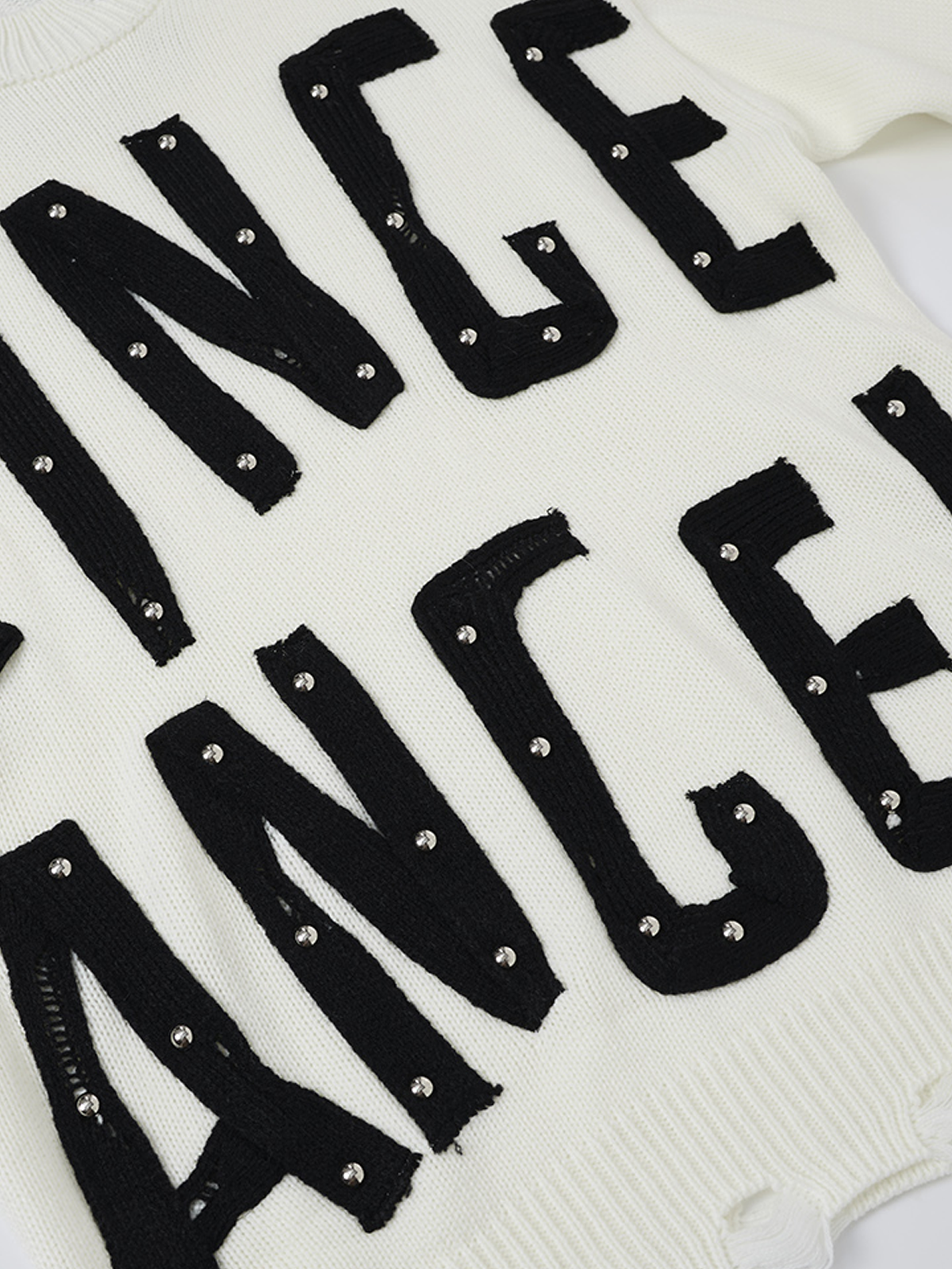 Distressed Letter Graphic Knit Sweater