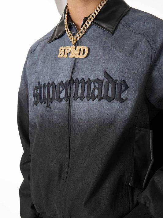 SUPERMADE 3D Embroidered Spray-white Bomber Jacket 