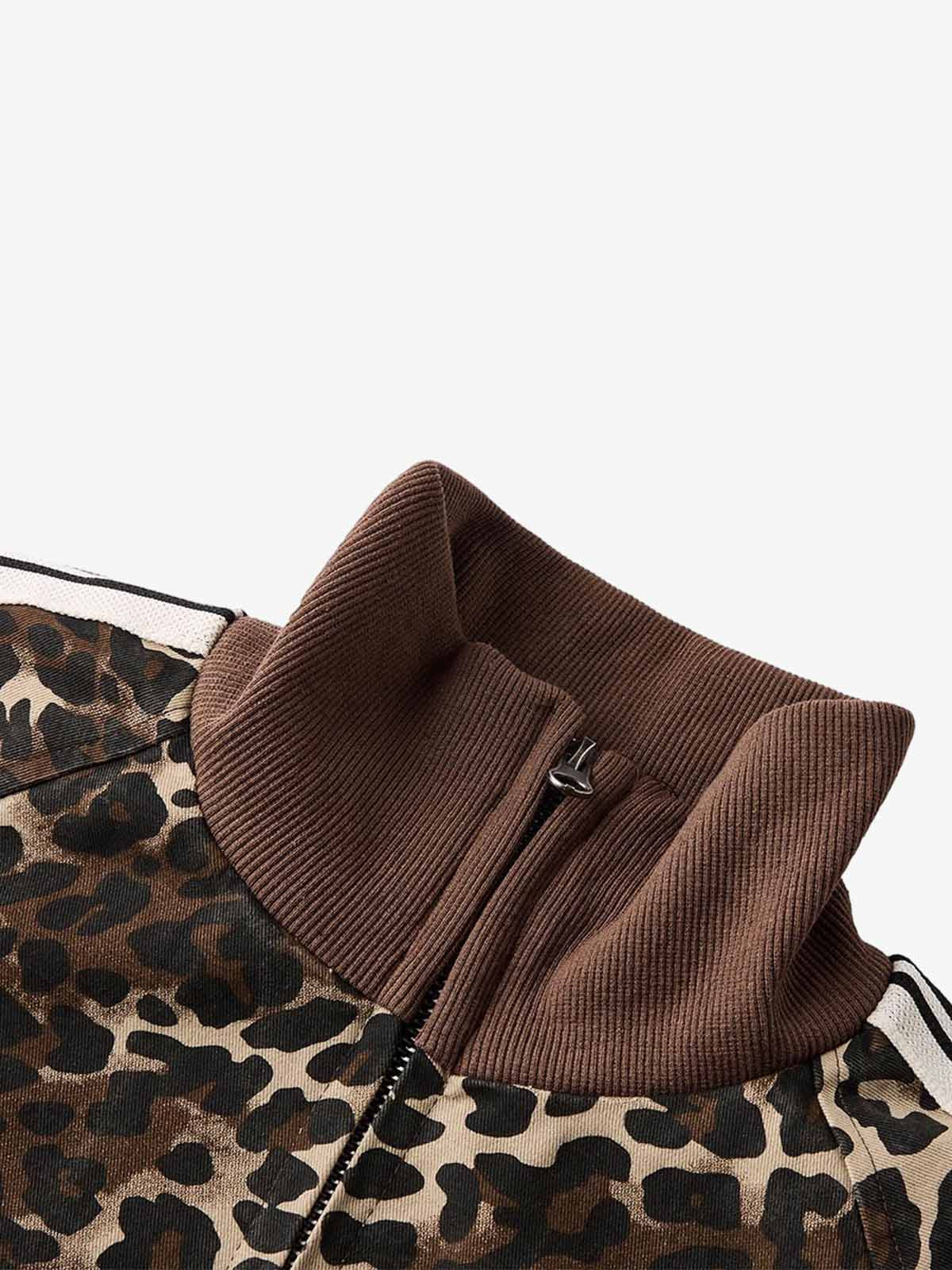 Leopard Pattern Boxy Fit Track Jacket