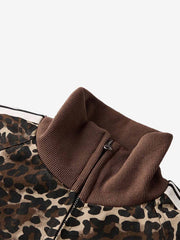 Leopard Pattern Boxy Fit Track Jacket