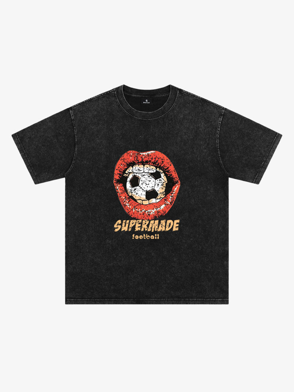 Soccer Ball Lips Graphic T-Shirt 