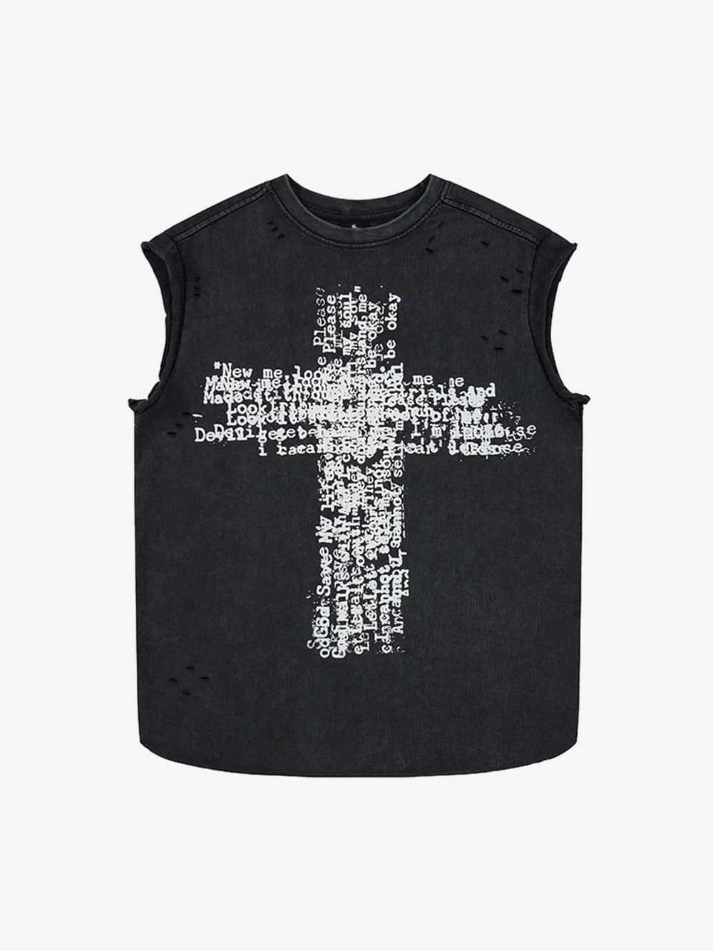 Letter Cross Graphic Distressed Tank Top