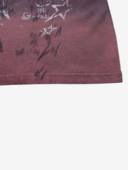 Graffiti Graphic Washed Distressed Long Sleeve Tee
