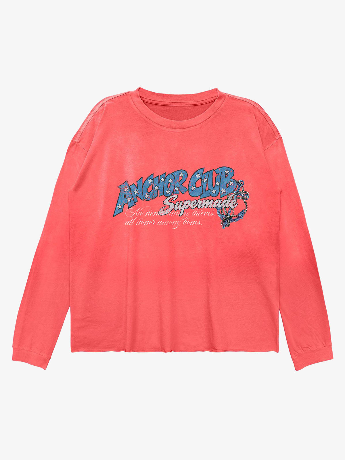 Anchor Club Graphic Washed Long Sleeve Tee; VTG Red / S, VTG Red / M, VTG Red / L, VTG Red / XL