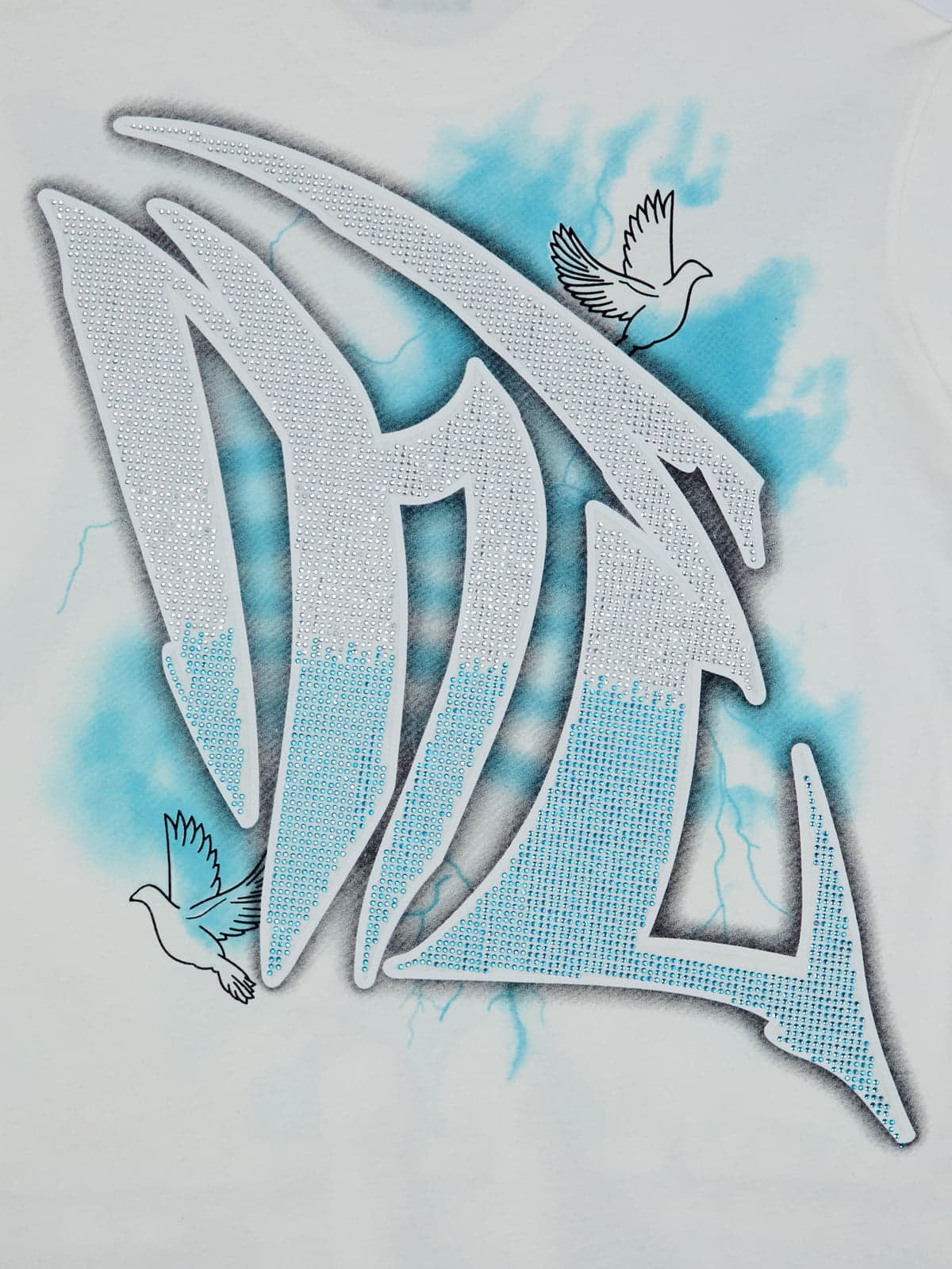 Retro Street Peace Dove Angel Rhinestone T-Shirt 