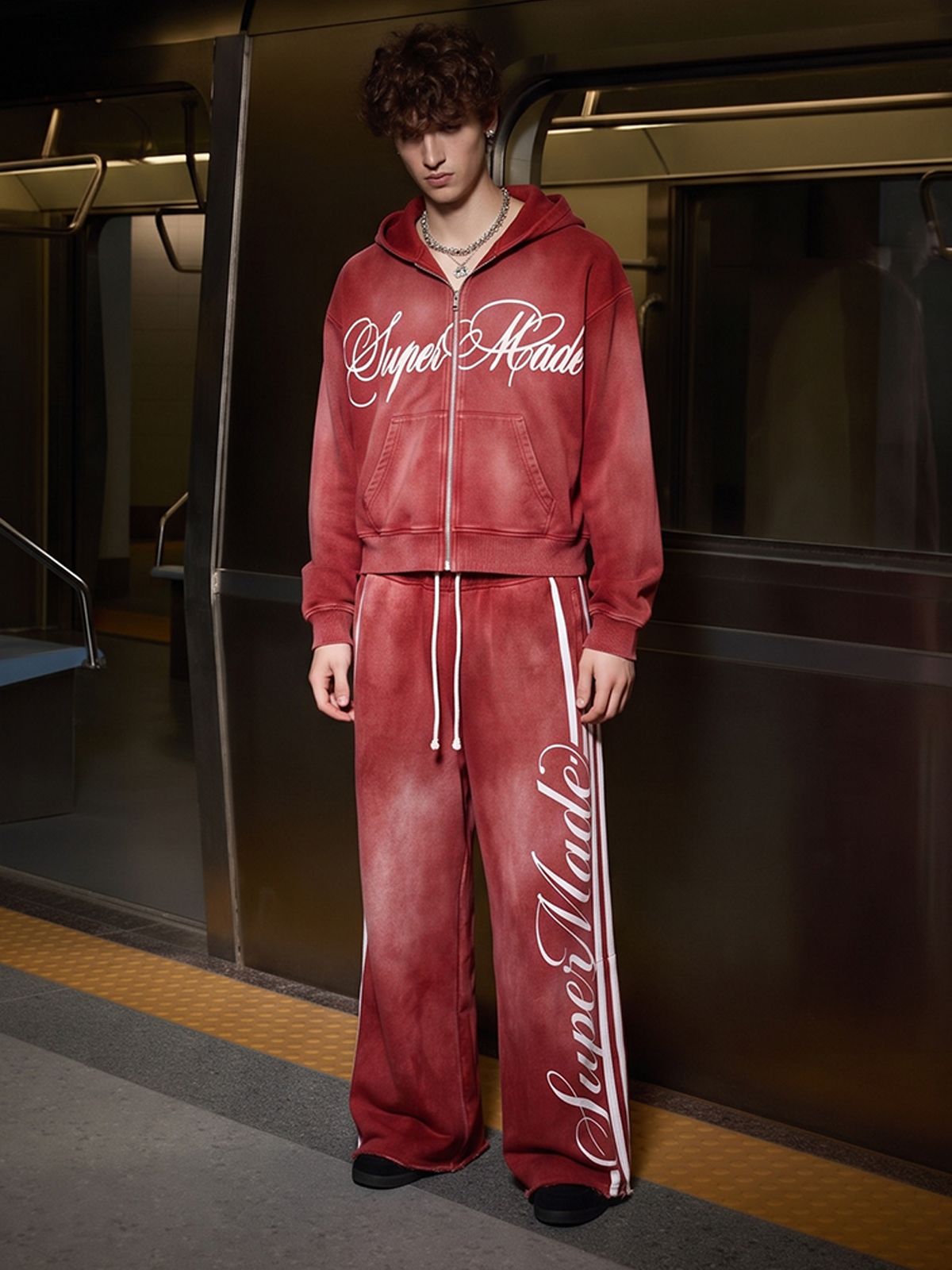 Washed Distressed Graphic Sweat Set