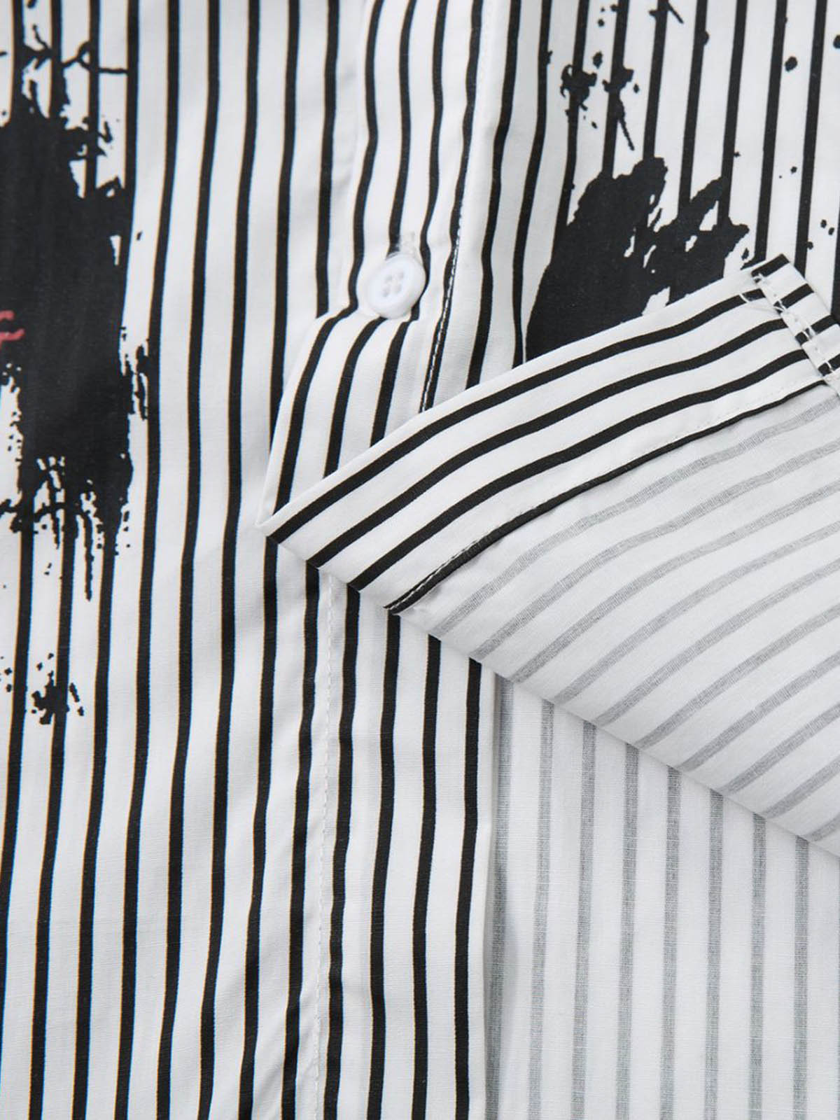 Thesupermade Street Dark Faux Two-piece Striped Long-sleeved Shirt 