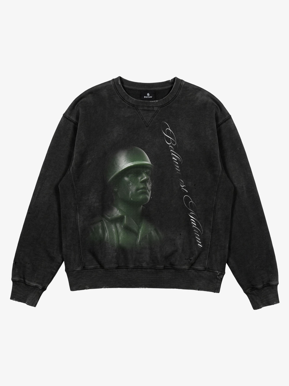 Anti-War Soldier Graphic Distressed Ripped Sweatshirt