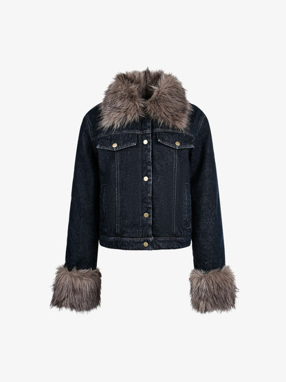 Winter-Ready Corduroy Jacket with Faux Fur Trim for Men 