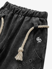 Washed Spray-Edge Zip Hoodie & Curved-Leg Sweatpants Set