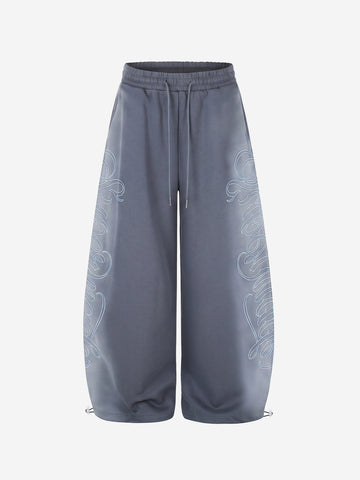 Gradient Washed Embroidered Baggy Sweatpants