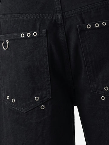 Scorpion Embroidered Eyelet Bermuda Denim Shorts