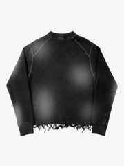 Dark Graphic Distressed Knit Sweater