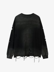 Gradient Washed Ripped Casual Sweatshirt 