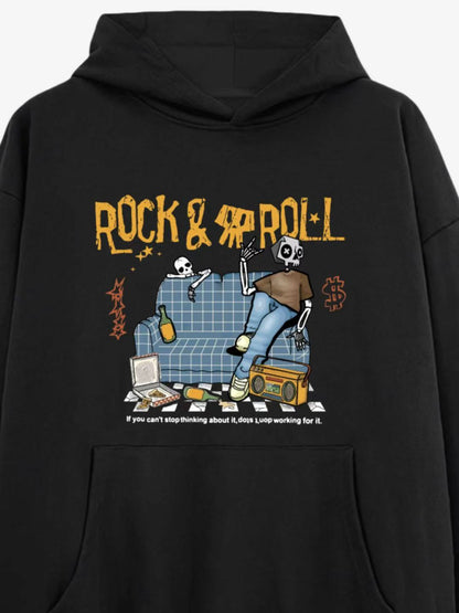 Rock & Roll Skeleton Cotton Hoodie 