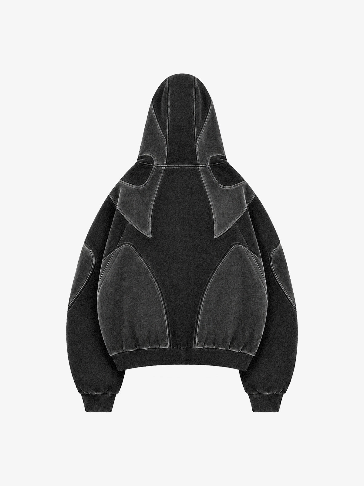 Washed Panelled High-Neck Zip Hoodie & Wide-Leg Sweatpants Set