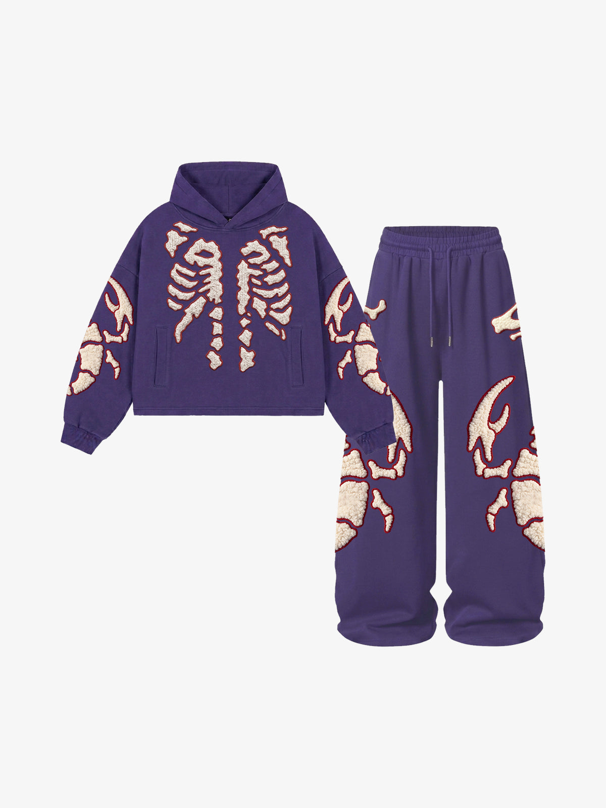 Skeleton Scorpion Terry Embroidered Hoodie & Wide-Leg Sweatpants Set