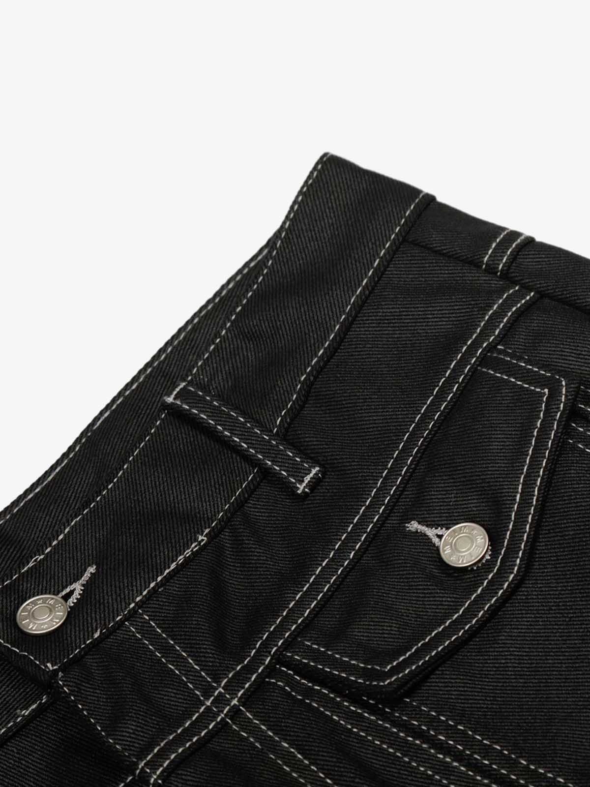 Contrast Stitch High-Waist Wide-Leg Barrel Jeans 