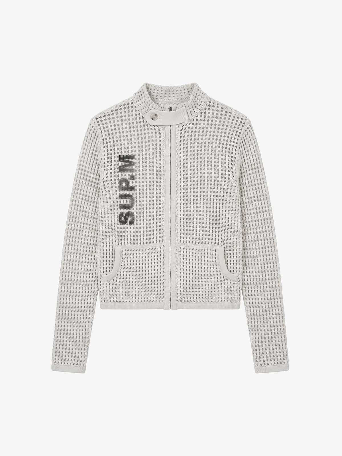 Graphic Mesh Knit Slim Jacket