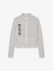 Graphic Mesh Knit Slim Jacket