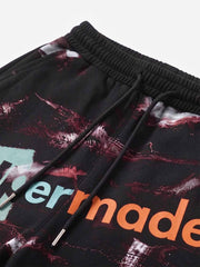 Washed Logo Graphic Elastic-Hem Pants