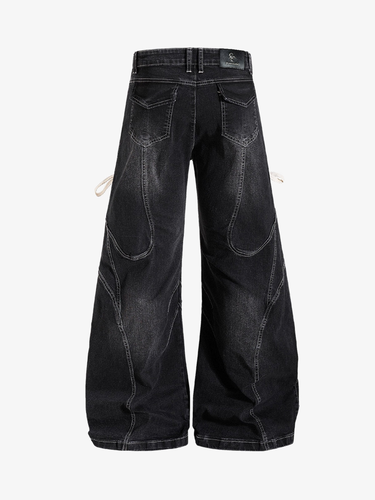 Lace-Up Denim Jeans; Black / S, Black / M, Black / L, Black / XL, Black / 2XL