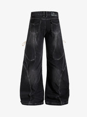 Lace-Up Denim Jeans; Black / S, Black / M, Black / L, Black / XL, Black / 2XL