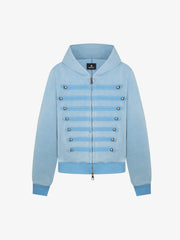 Distressed Napoleon Studded Boxy Zip-Up Hoodie