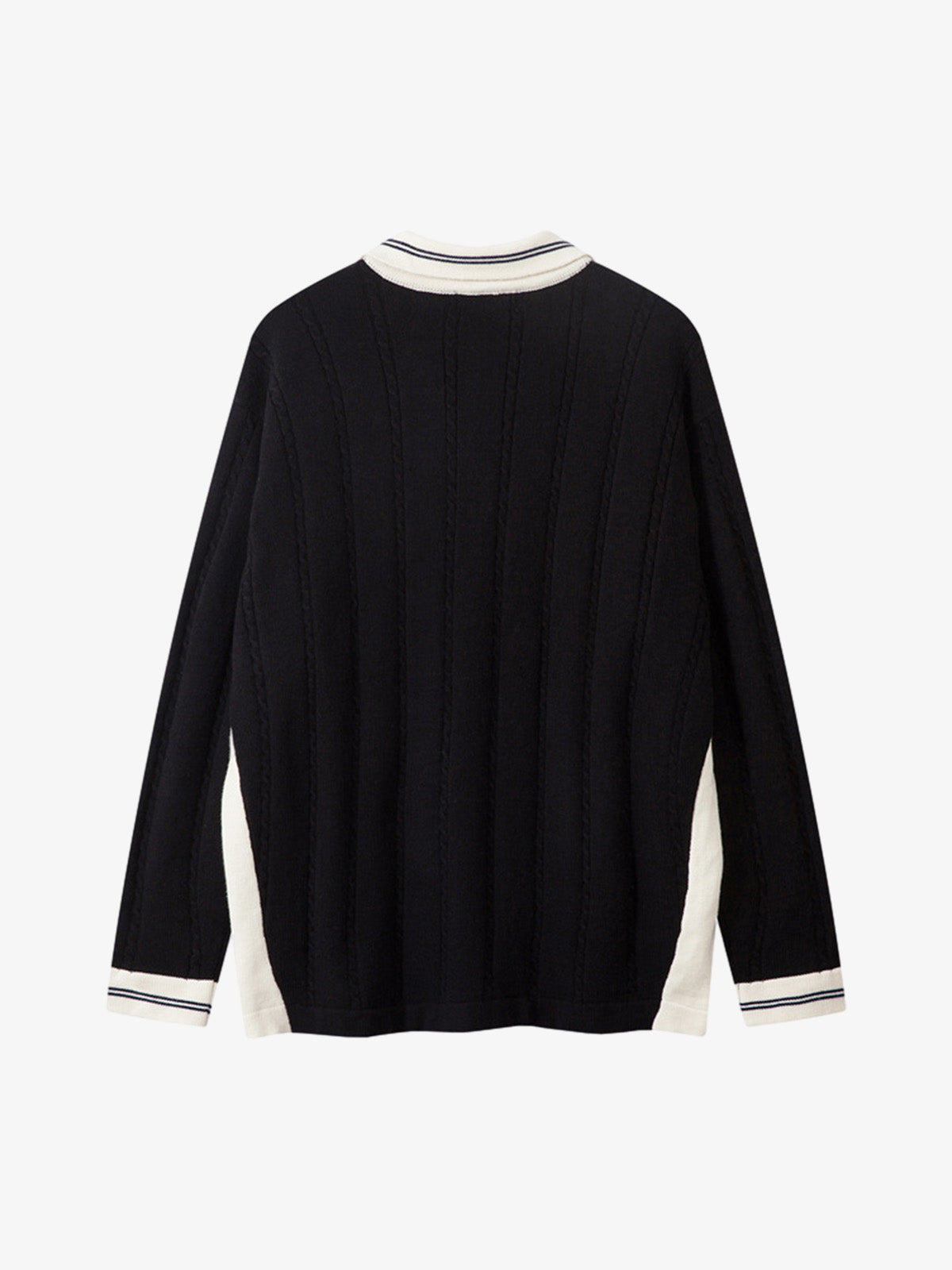 Retro College Polo Collar Knit Sweater 