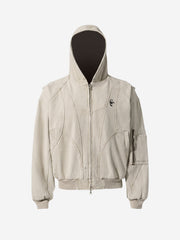 Washed Deconstructed Multi-Pocket Hooded Jacket