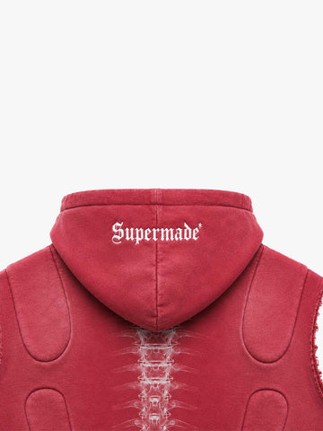 Skull Graphic Padded Distressed Hoodie