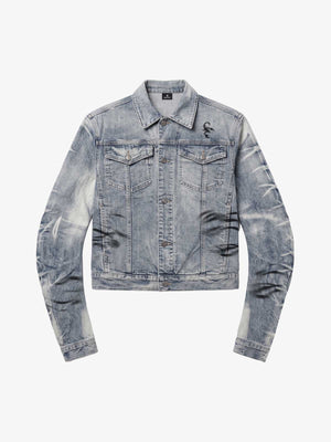 Tiger Stripe Curved-Sleeve Heavyweight Denim Jacket