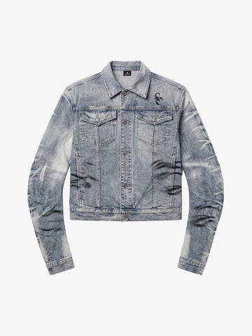 Tiger Stripe Curved-Sleeve Heavyweight Denim Jacket