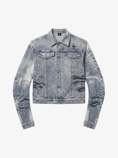 Tiger Stripe Curved-Sleeve Heavyweight Denim Jacket