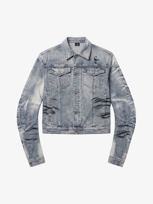 Tiger Stripe Curved-Sleeve Heavyweight Denim Jacket