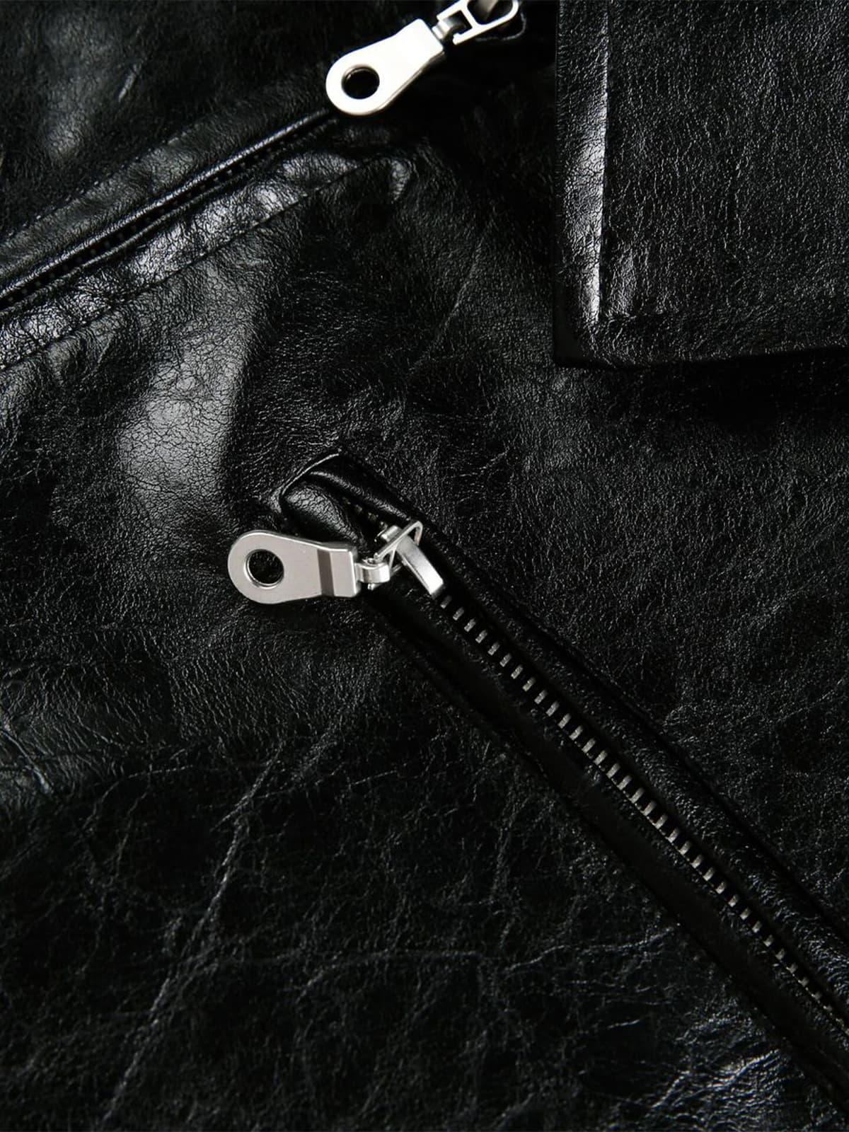 Vintage Street Portrait Print PU Leather Jacket 