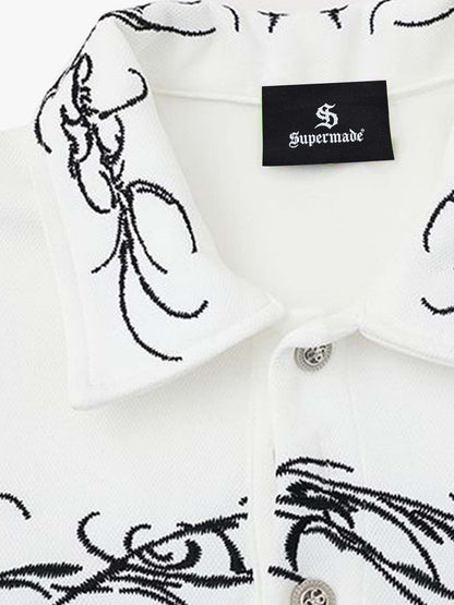 Thorn-Wreath Graphic Polo Shirt 