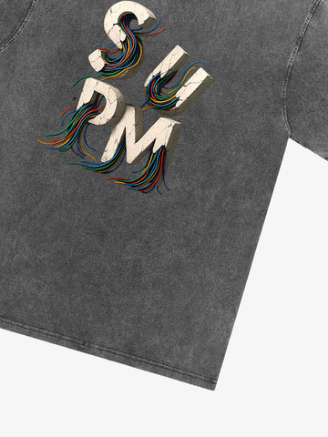 SPMD Letter Cable Graphic T-Shirt 