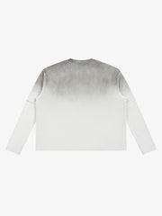 Metallic Graphic Faux-Layered Distressed Long Sleeve Tee