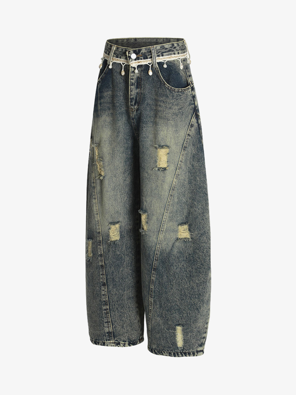 Vintage Washed Ripped Scimitar Jeans 