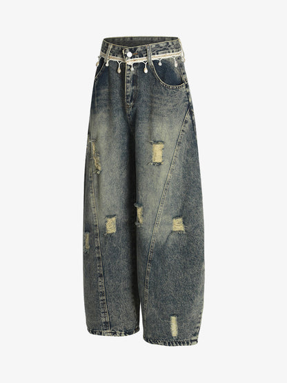Vintage Washed Ripped Scimitar Jeans 