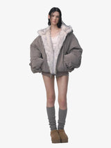 Oversized Reversible Fur Hooded Jacket 