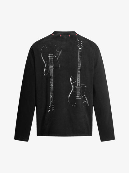 American Retro Rivet Design Street Hip-hop Long Sleeves T-shirt 