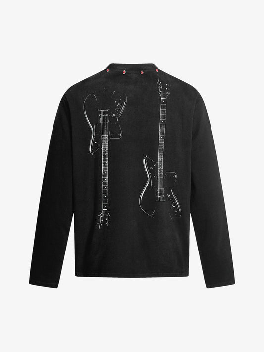 American Retro Rivet Design Street Hip-hop Long Sleeves T-shirt 