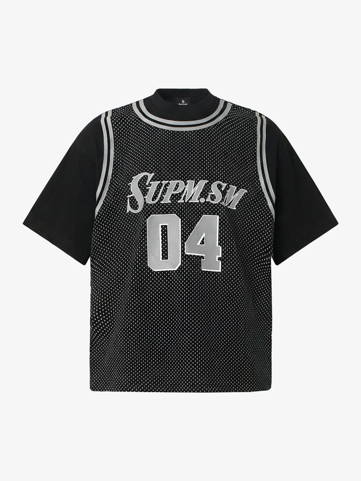 Mesh Fabric Basketball Jersey T-Shirt with Bold Print and Number Design 