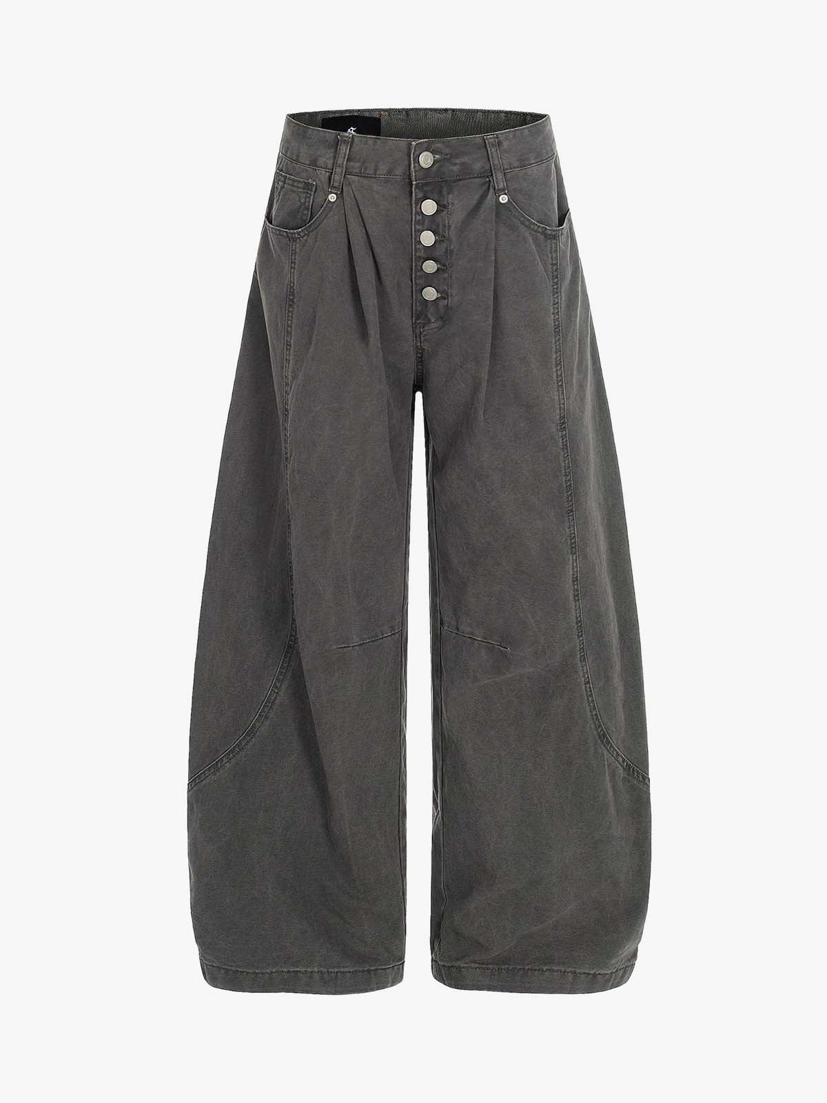 Wide Leg High Waist Cropped Pants with Gradient Wash Finish 