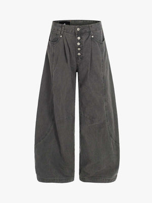 Wide Leg High Waist Cropped Pants with Gradient Wash Finish 