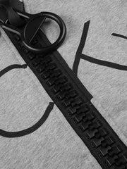 Oversized Zip-up Letter Print Hoodie