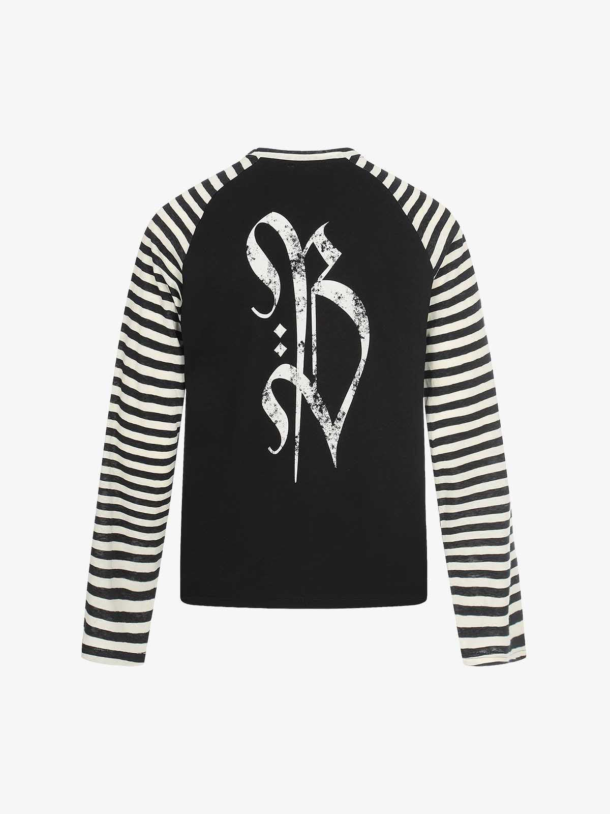 Cross Graphic Stripe Raglan Long Sleeve T-Shirt
